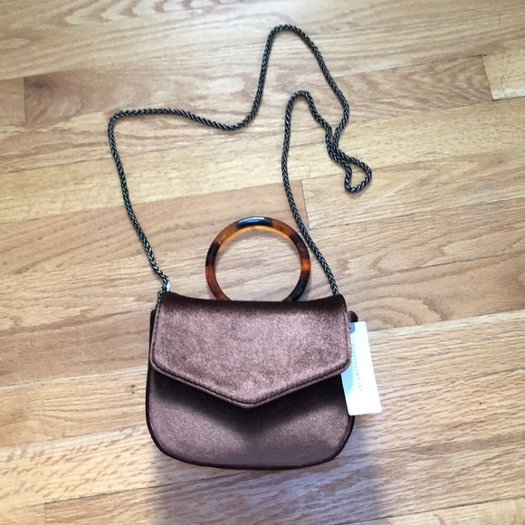 Anthropologie Handbags - NWT Anthropologie rust mauve velvet lucite purse